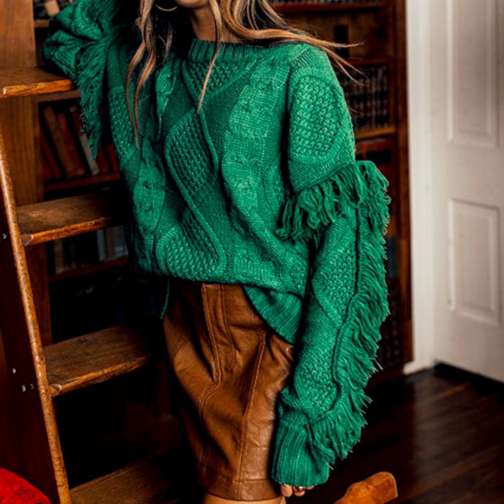 New‎ &merci COZY WITH YOU CABLE KNIT SWEATER IN HUNTER GREEN Sz Medium Cozy